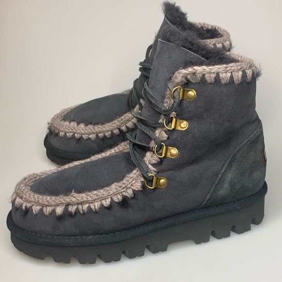 mou shearling and wool boots